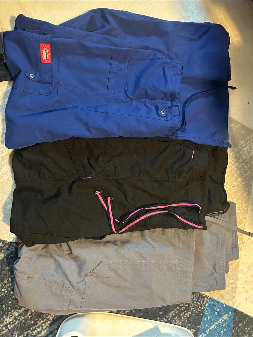 Dickies women’s scrub pants Royal Blue and scrub pants blank and grey